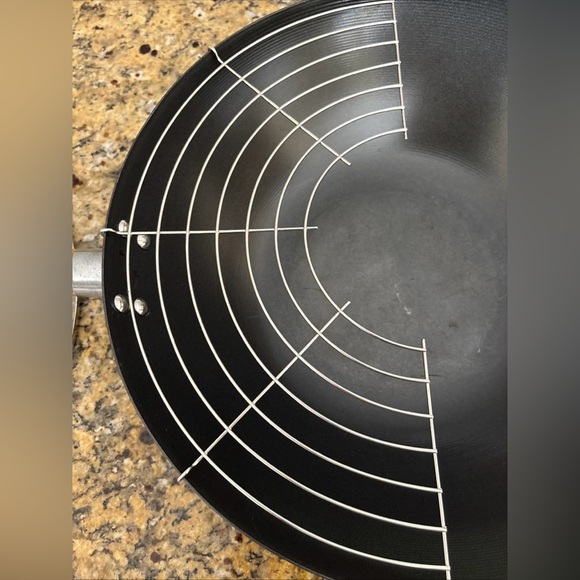 INFUSE CARBON STEEL WOK BAMBOO HANDLE GLASS LID WIRE RAC 14” - Picture 5 of 12
